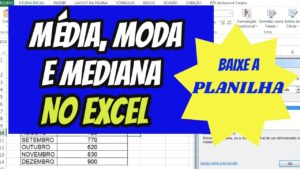 calcular média moda e mediana no excel